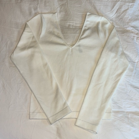 ribbed v neck top - Picture 1 of 1